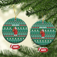 Bangladesh Christmas Ceramic Ornament with Santa Claus in Traditional Outfit Snowman and Tree Pattern - Wonder Print Shop