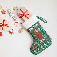 Bangladesh Christmas Stocking with Santa Claus in Traditional Outfit Snowman and Tree Pattern - Wonder Print Shop