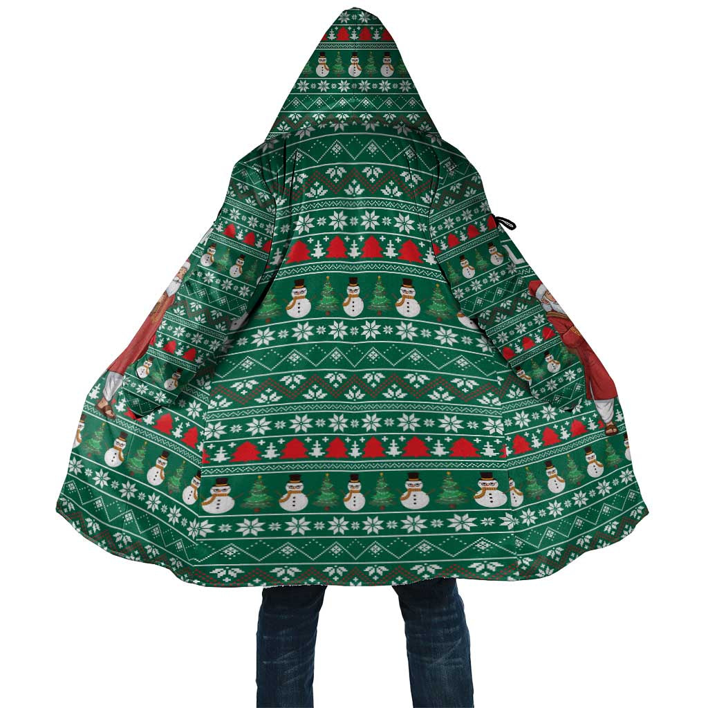 Bangladesh Christmas Cloak with Santa Claus in Traditional Outfit Snowman and Tree Pattern - Wonder Print Shop
