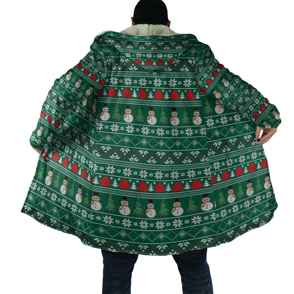 Bangladesh Christmas Cloak with Santa Claus in Traditional Outfit Snowman and Tree Pattern - Wonder Print Shop