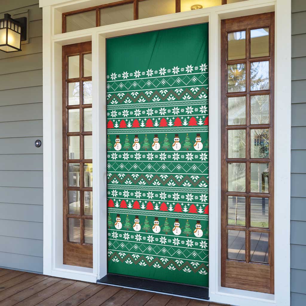 Bangladesh Christmas Door Cover with Santa Claus in Traditional Outfit Snowman and Tree Pattern - Wonder Print Shop