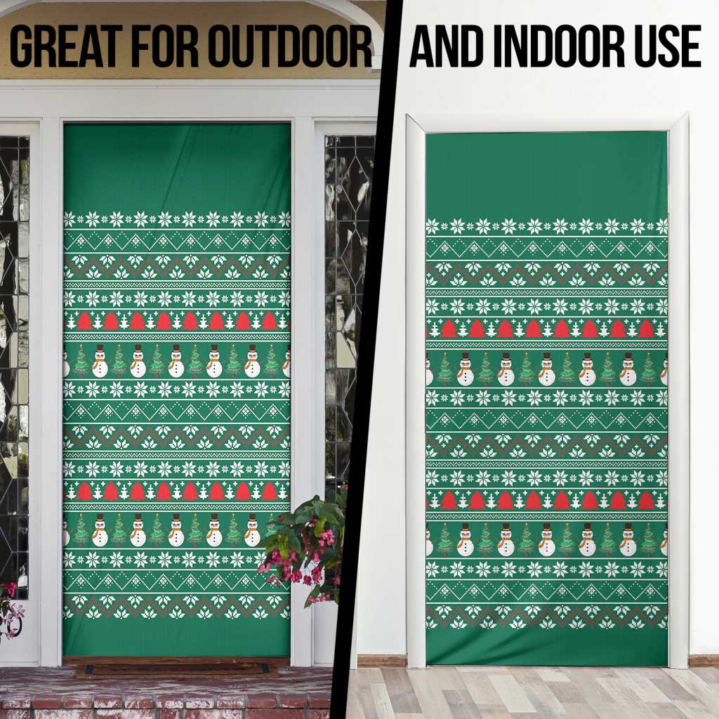Bangladesh Christmas Door Cover with Santa Claus in Traditional Outfit Snowman and Tree Pattern - Wonder Print Shop