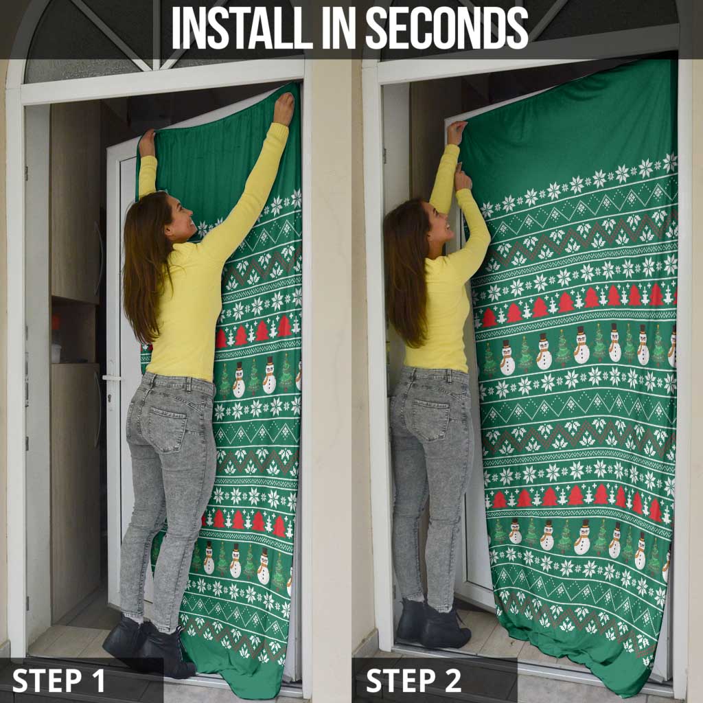 Bangladesh Christmas Door Cover with Santa Claus in Traditional Outfit Snowman and Tree Pattern - Wonder Print Shop