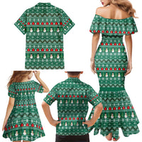 Bangladesh Christmas Family Matching Mermaid Dress and Hawaiian Shirt with Santa Claus in Traditional Outfit Snowman and Tree Pattern - Wonder Print Shop