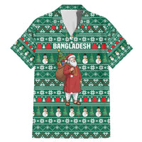 Bangladesh Christmas Family Matching Mermaid Dress and Hawaiian Shirt with Santa Claus in Traditional Outfit Snowman and Tree Pattern - Wonder Print Shop