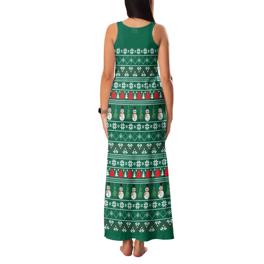 Bangladesh Christmas Family Matching Tank Maxi Dress and Hawaiian Shirt with Santa Claus in Traditional Outfit Snowman and Tree Pattern - Wonder Print Shop