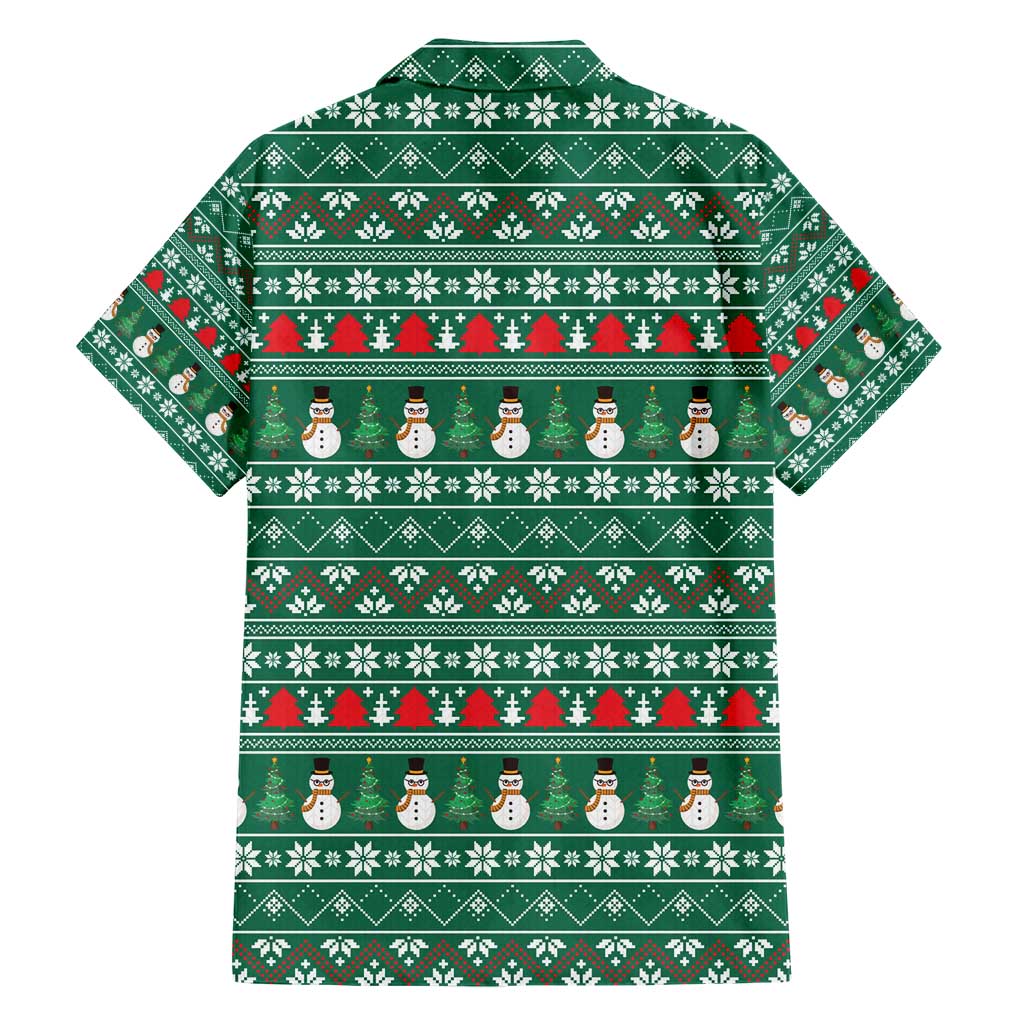 Bangladesh Christmas Hawaiian Shirt with Santa Claus in Traditional Outfit Snowman and Tree Pattern - Wonder Print Shop