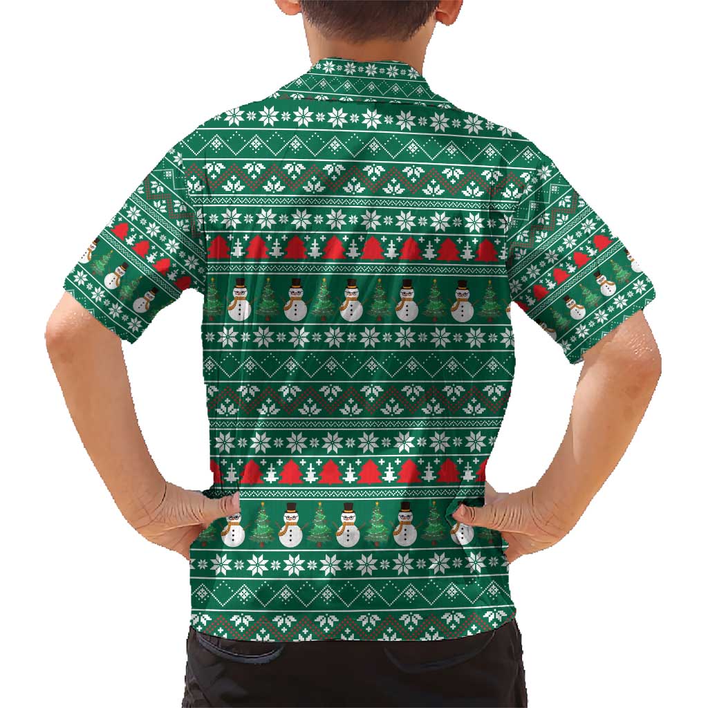 Bangladesh Christmas Hawaiian Shirt with Santa Claus in Traditional Outfit Snowman and Tree Pattern - Wonder Print Shop