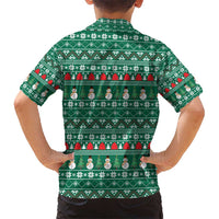 Bangladesh Christmas Hawaiian Shirt with Santa Claus in Traditional Outfit Snowman and Tree Pattern - Wonder Print Shop