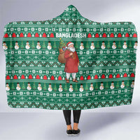 Bangladesh Christmas Hooded Blanket with Santa Claus in Traditional Outfit Snowman and Tree Pattern - Wonder Print Shop