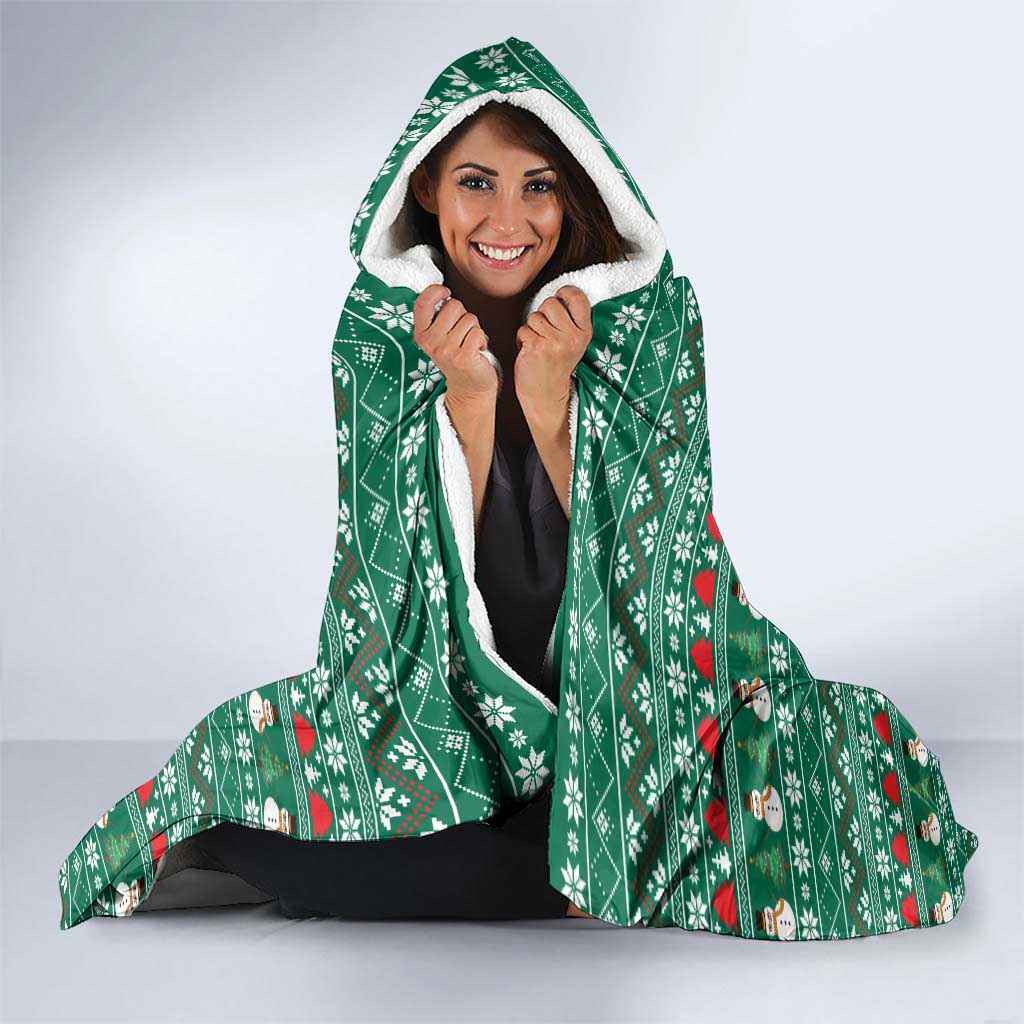 Bangladesh Christmas Hooded Blanket with Santa Claus in Traditional Outfit Snowman and Tree Pattern - Wonder Print Shop