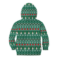 Bangladesh Christmas Kid Hoodie with Santa Claus in Traditional Outfit Snowman and Tree Pattern - Wonder Print Shop