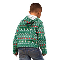 Bangladesh Christmas Kid Hoodie with Santa Claus in Traditional Outfit Snowman and Tree Pattern - Wonder Print Shop