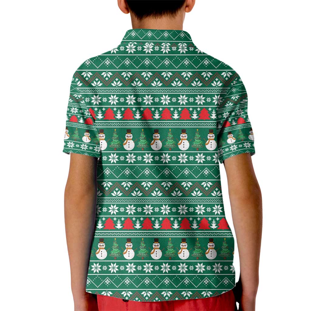 Bangladesh Christmas Kid Polo Shirt with Santa Claus in Traditional Outfit Snowman and Tree Pattern - Wonder Print Shop