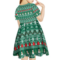 Bangladesh Christmas Kid Short Sleeve Dress with Santa Claus in Traditional Outfit Snowman and Tree Pattern - Wonder Print Shop