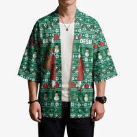 Bangladesh Christmas Kimono with Santa Claus in Traditional Outfit Snowman and Tree Pattern - Wonder Print Shop