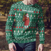 Bangladesh Christmas Ugly Christmas Sweater with Santa Claus in Traditional Outfit Snowman and Tree Pattern - Wonder Print Shop