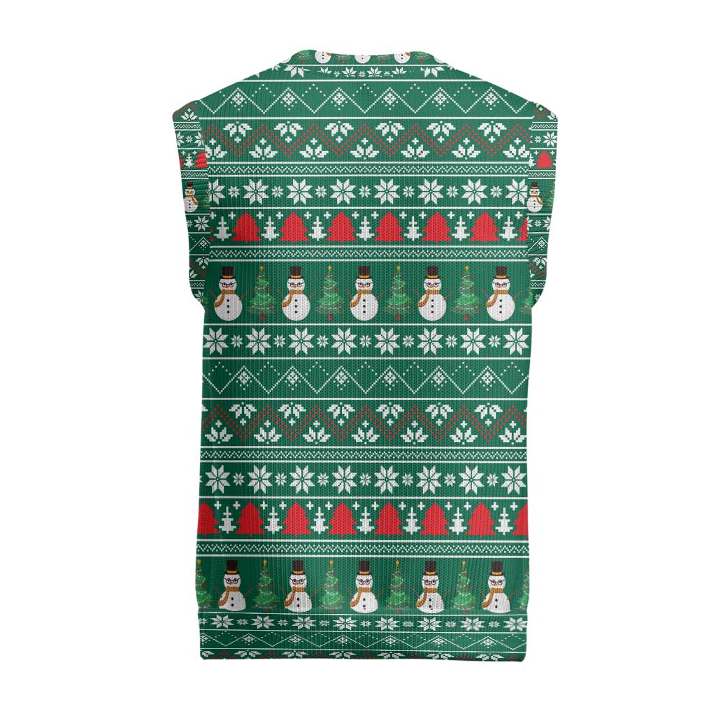 Bangladesh Christmas Knitted V-Neck Vest with Santa Claus in Traditional Outfit Snowman and Tree Pattern - Wonder Print Shop