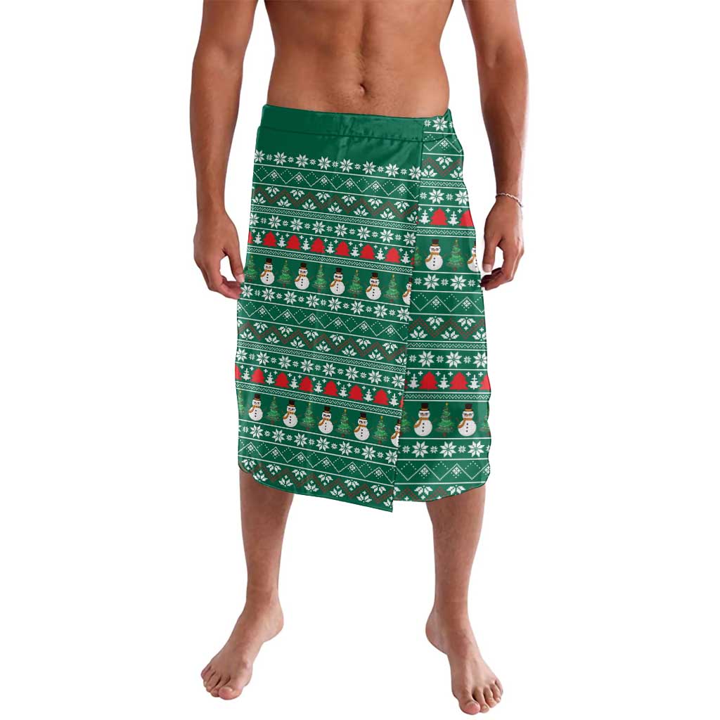 Bangladesh Christmas Lavalava with Santa Claus in Traditional Outfit Snowman and Tree Pattern - Wonder Print Shop
