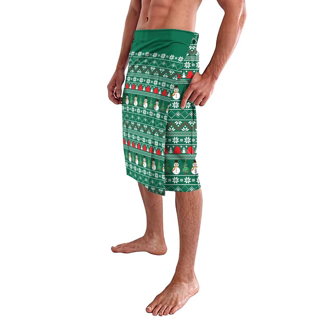 Bangladesh Christmas Lavalava with Santa Claus in Traditional Outfit Snowman and Tree Pattern - Wonder Print Shop