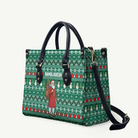 Bangladesh Christmas Leather Bag with Santa Claus in Traditional Outfit Snowman and Tree Pattern - Wonder Print Shop