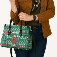Bangladesh Christmas Leather Bag with Santa Claus in Traditional Outfit Snowman and Tree Pattern - Wonder Print Shop