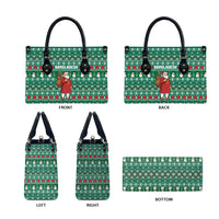 Bangladesh Christmas Leather Bag with Santa Claus in Traditional Outfit Snowman and Tree Pattern - Wonder Print Shop