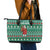 Bangladesh Christmas Leather Tote Bag with Santa Claus in Traditional Outfit Snowman and Tree Pattern - Wonder Print Shop
