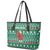 Bangladesh Christmas Leather Tote Bag with Santa Claus in Traditional Outfit Snowman and Tree Pattern - Wonder Print Shop
