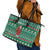 Bangladesh Christmas Leather Tote Bag with Santa Claus in Traditional Outfit Snowman and Tree Pattern - Wonder Print Shop