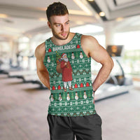 Bangladesh Christmas Men Tank Top with Santa Claus in Traditional Outfit Snowman and Tree Pattern - Wonder Print Shop
