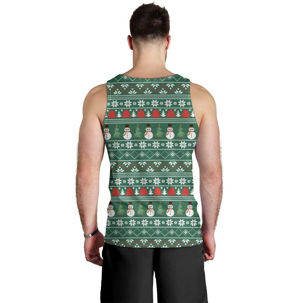 Bangladesh Christmas Men Tank Top with Santa Claus in Traditional Outfit Snowman and Tree Pattern - Wonder Print Shop