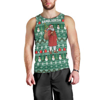 Bangladesh Christmas Men Tank Top with Santa Claus in Traditional Outfit Snowman and Tree Pattern - Wonder Print Shop
