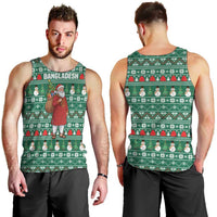 Bangladesh Christmas Men Tank Top with Santa Claus in Traditional Outfit Snowman and Tree Pattern - Wonder Print Shop