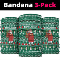 Bangladesh Christmas Neck Gaiter with Santa Claus in Traditional Outfit Snowman and Tree Pattern - Wonder Print Shop