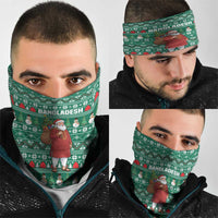 Bangladesh Christmas Neck Gaiter with Santa Claus in Traditional Outfit Snowman and Tree Pattern - Wonder Print Shop
