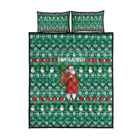 Bangladesh Christmas Quilt Bed Set with Santa Claus in Traditional Outfit Snowman and Tree Pattern - Wonder Print Shop