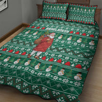 Bangladesh Christmas Quilt Bed Set with Santa Claus in Traditional Outfit Snowman and Tree Pattern - Wonder Print Shop