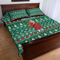 Bangladesh Christmas Quilt Bed Set with Santa Claus in Traditional Outfit Snowman and Tree Pattern - Wonder Print Shop