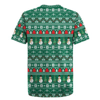 Bangladesh Christmas Rugby Jersey with Santa Claus in Traditional Outfit Snowman and Tree Pattern - Wonder Print Shop