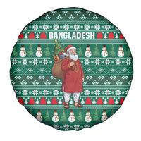 Bangladesh Christmas Spare Tire Cover with Santa Claus in Traditional Outfit Snowman and Tree Pattern - Wonder Print Shop