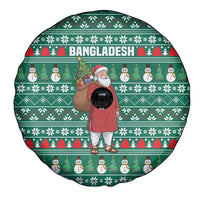 Bangladesh Christmas Spare Tire Cover with Santa Claus in Traditional Outfit Snowman and Tree Pattern - Wonder Print Shop