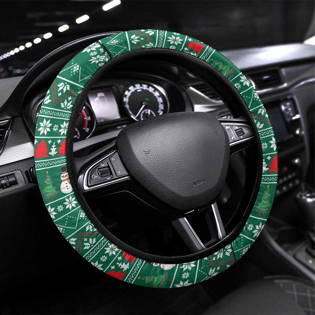 Bangladesh Christmas Steering Wheel Cover with Santa Claus in Traditional Outfit Snowman and Tree Pattern - Wonder Print Shop