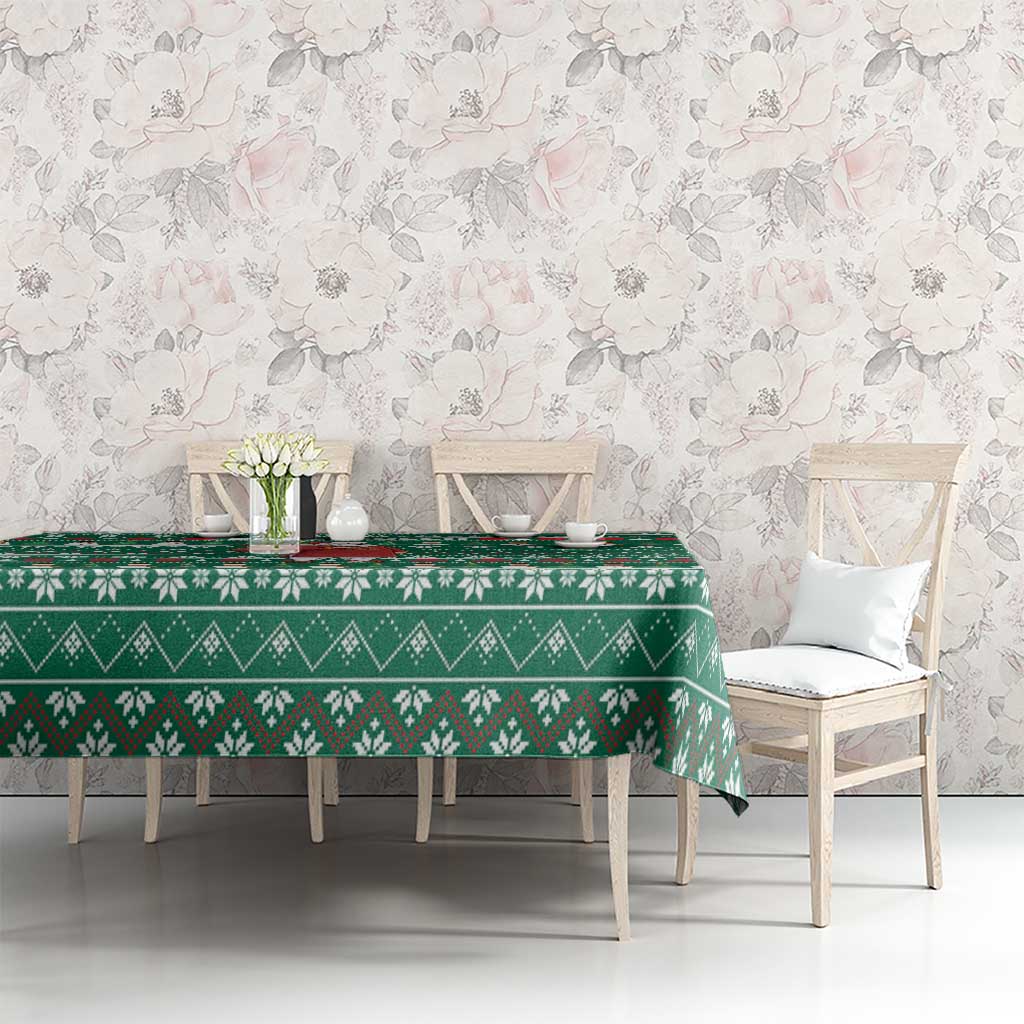 Bangladesh Christmas Tablecloth with Santa Claus in Traditional Outfit Snowman and Tree Pattern - Wonder Print Shop