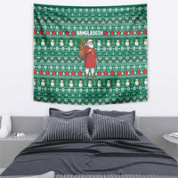 Bangladesh Christmas Tapestry with Santa Claus in Traditional Outfit Snowman and Tree Pattern - Wonder Print Shop