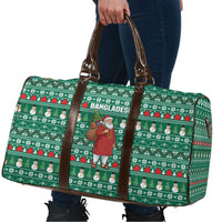 Bangladesh Christmas Travel Bag with Santa Claus in Traditional Outfit Snowman and Tree Pattern - Wonder Print Shop