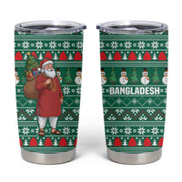 Bangladesh Christmas Tumbler Cup with Santa Claus in Traditional Outfit Snowman and Tree Pattern - Wonder Print Shop