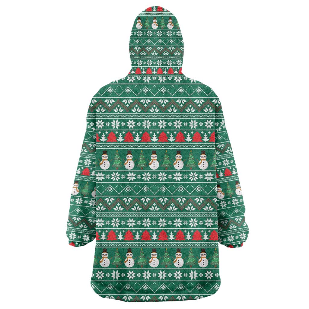 Bangladesh Christmas Wearable Blanket Hoodie with Santa Claus in Traditional Outfit Snowman and Tree Pattern - Wonder Print Shop