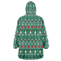 Bangladesh Christmas Wearable Blanket Hoodie with Santa Claus in Traditional Outfit Snowman and Tree Pattern - Wonder Print Shop