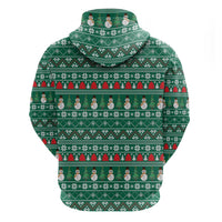 Bangladesh Christmas Zip Hoodie with Santa Claus in Traditional Outfit Snowman and Tree Pattern - Wonder Print Shop